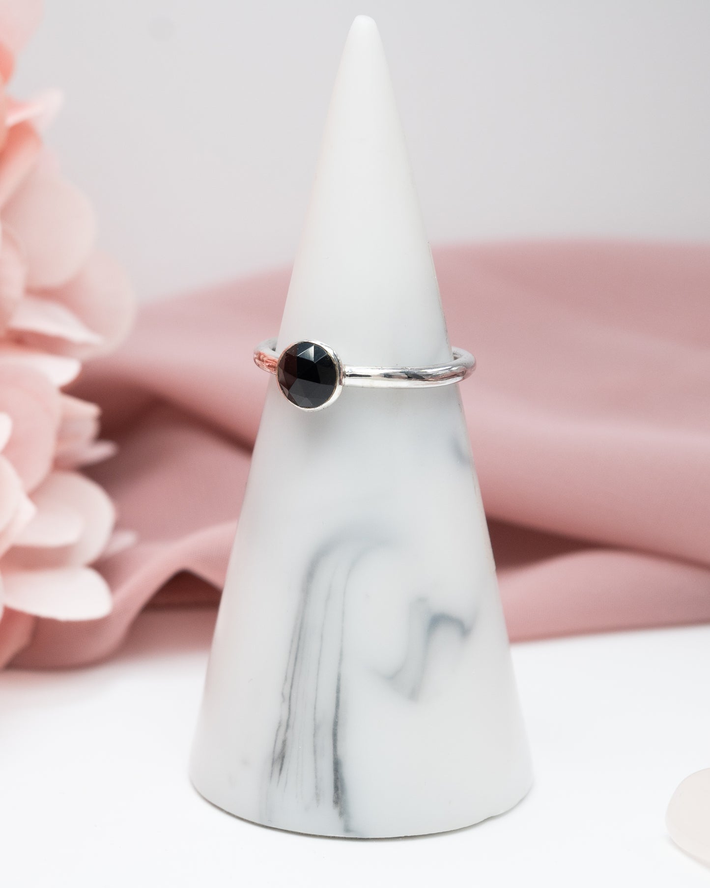 Rose Cut Black Onyx Ring Size N