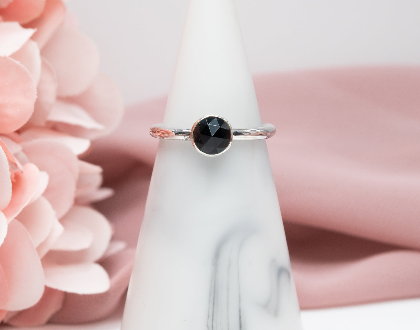 Rose Cut Black Onyx Ring Size N