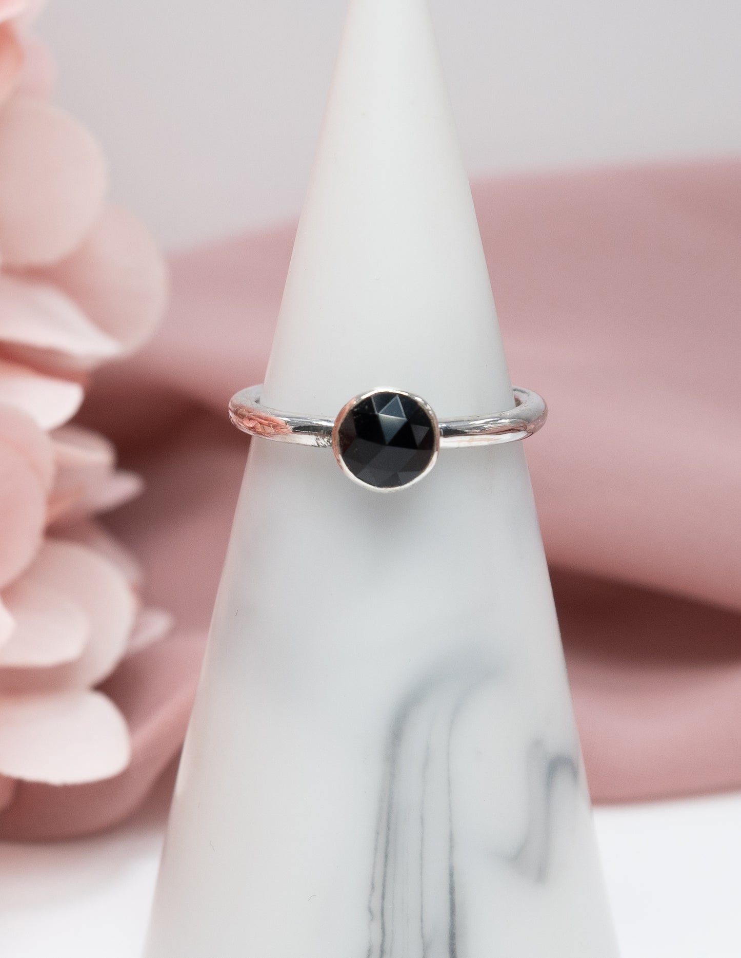 Rose Cut Black Onyx Ring Size N