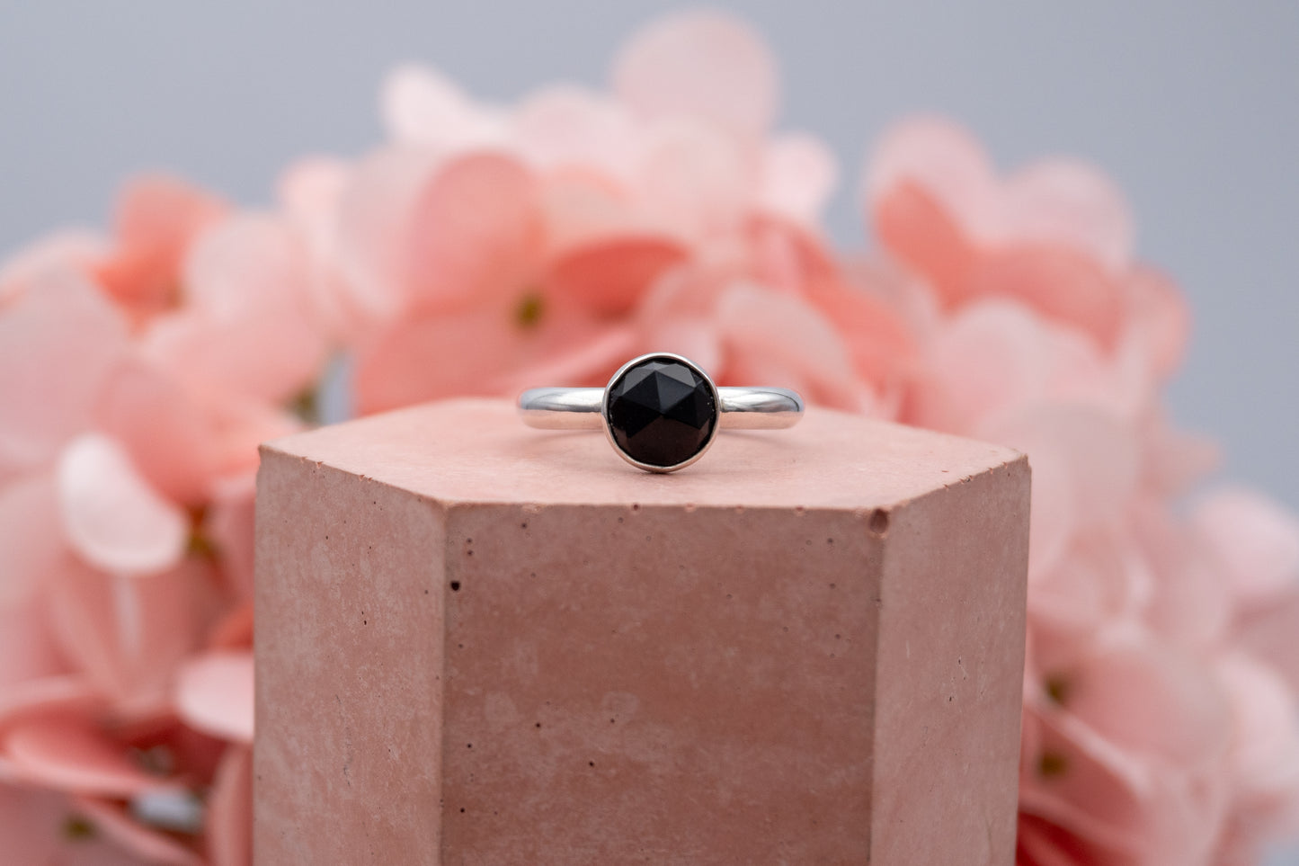 Rose Cut Black Onyx Ring, Size N