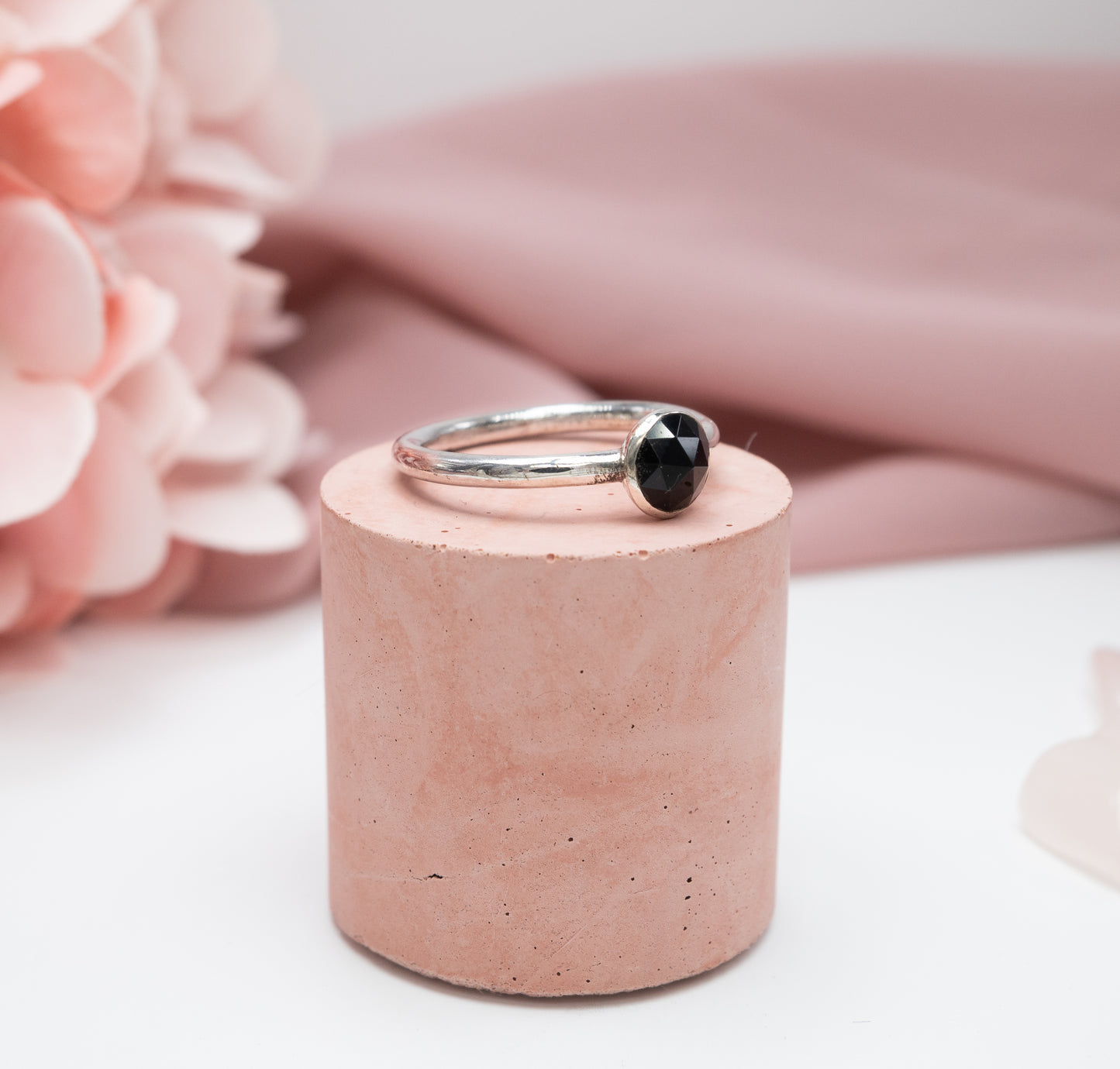 Rose Cut Black Onyx Ring Size N