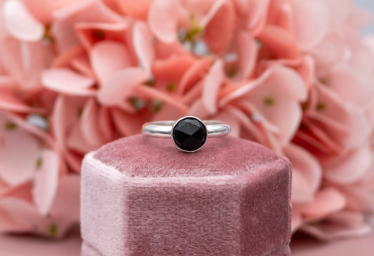 Rose Cut Black Onyx Ring, Size N