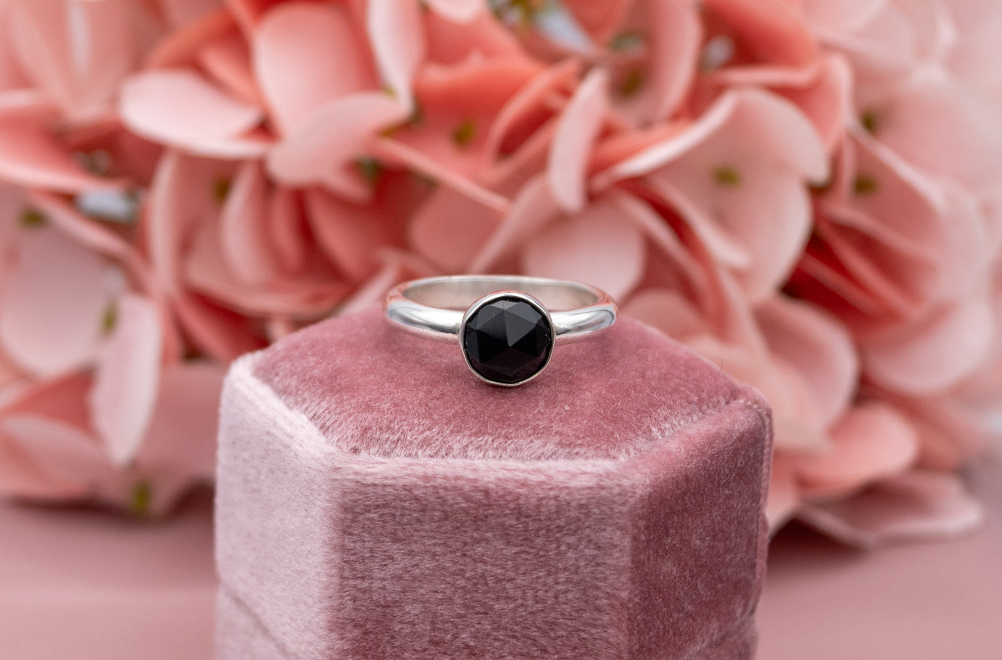 Rose Cut Black Onyx Ring, Size N