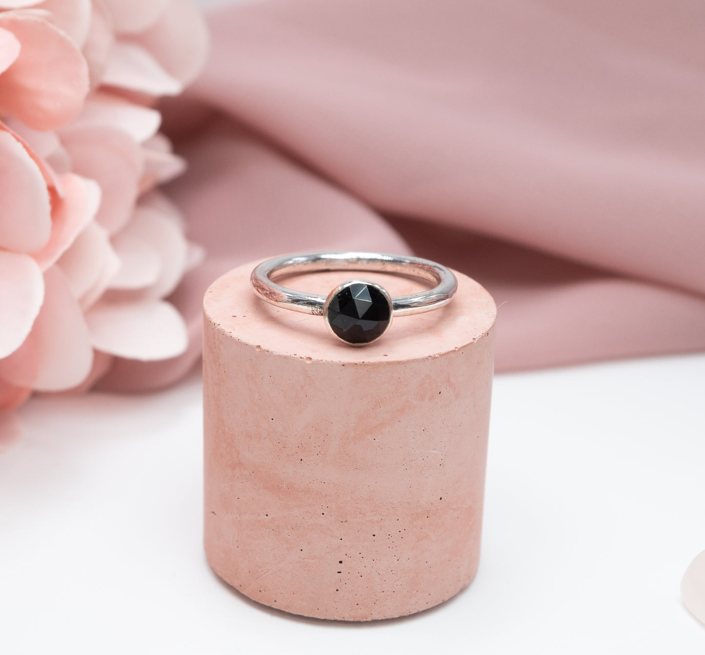 Rose Cut Black Onyx Ring Size N