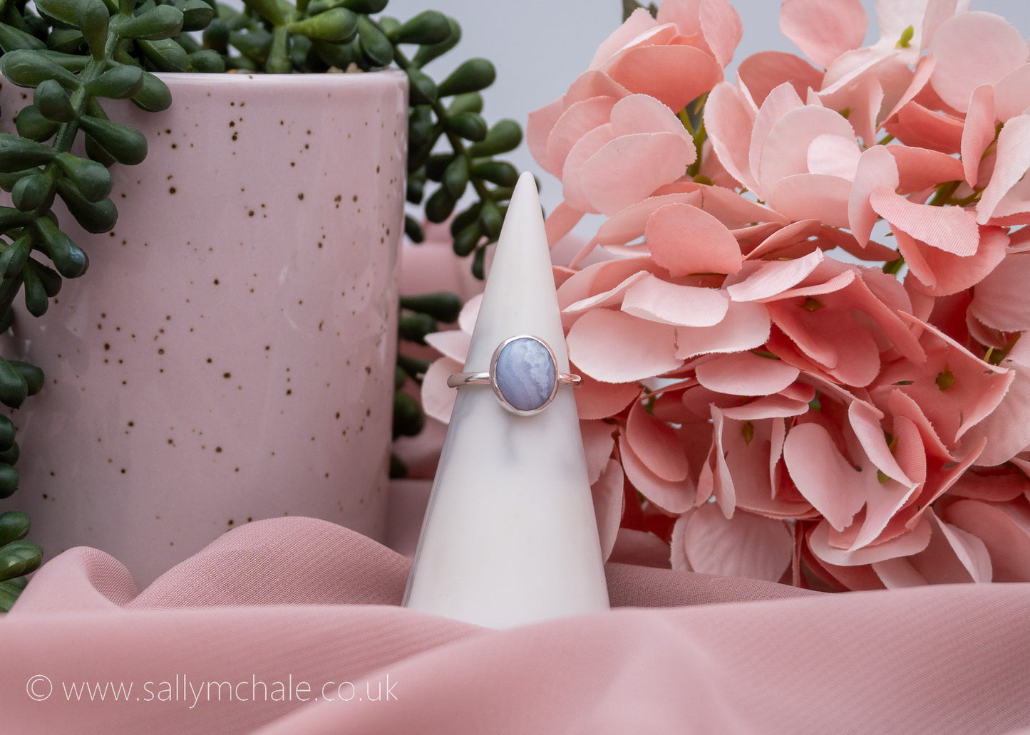 Blue Lace Agate Ring Size P