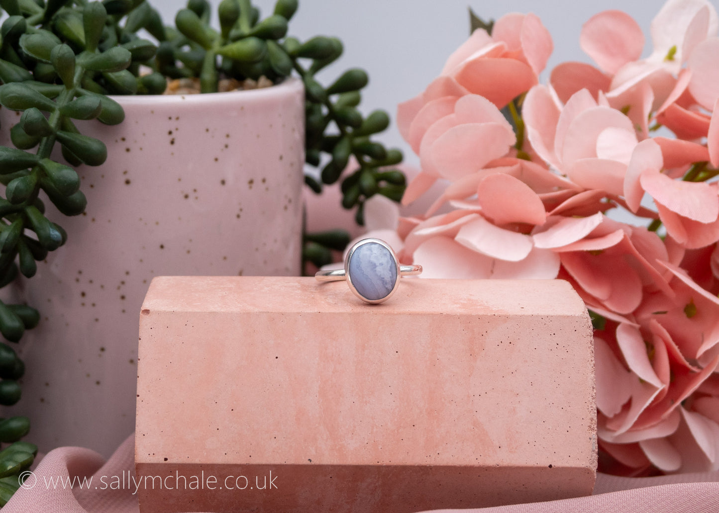 Blue Lace Agate Ring Size P