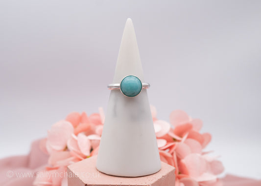 Silver Amazonite Ring Size O 1/2