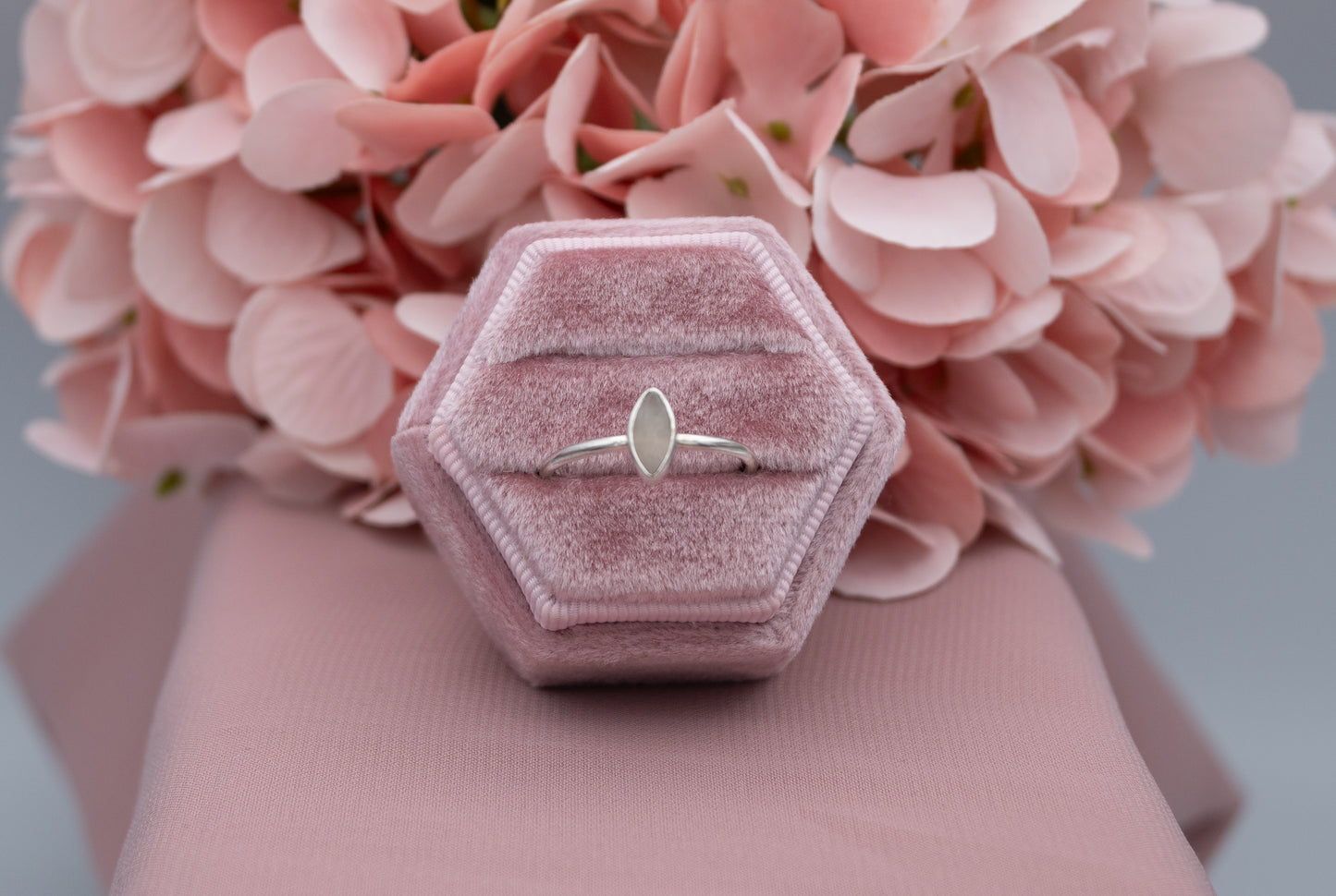 Rose Quartz Ring, Size P