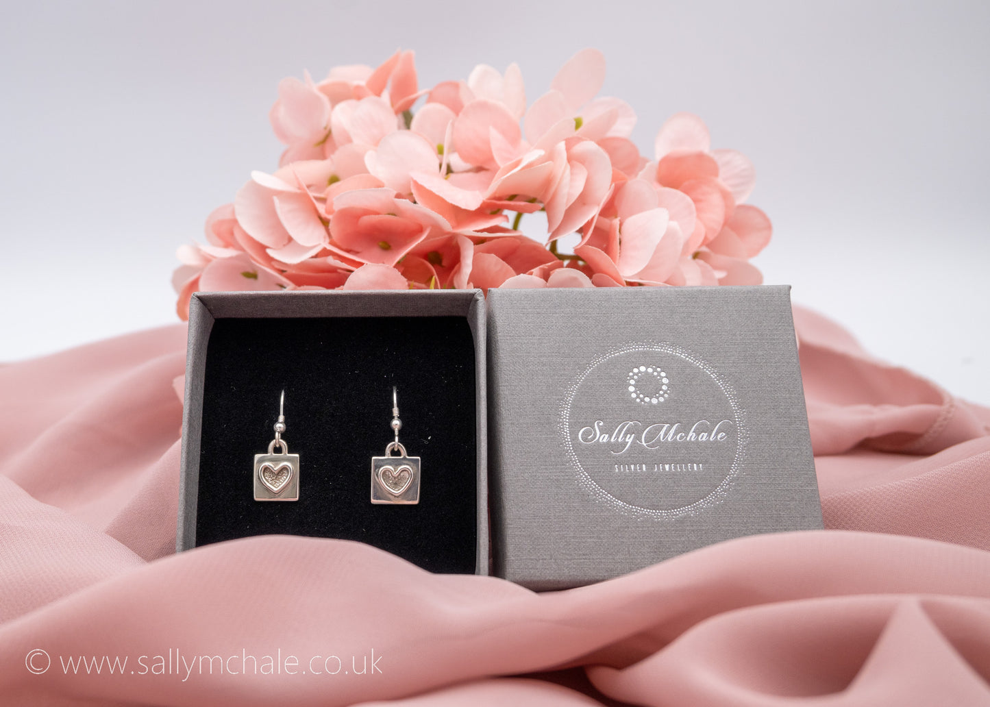 Silver Heart Stamp Earrings